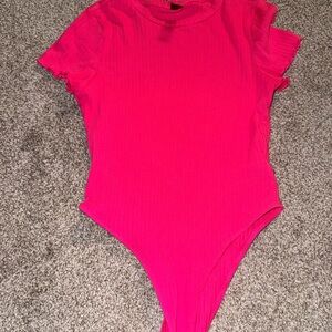SHEIN Vibrant Pink Ribbed Bodysuit